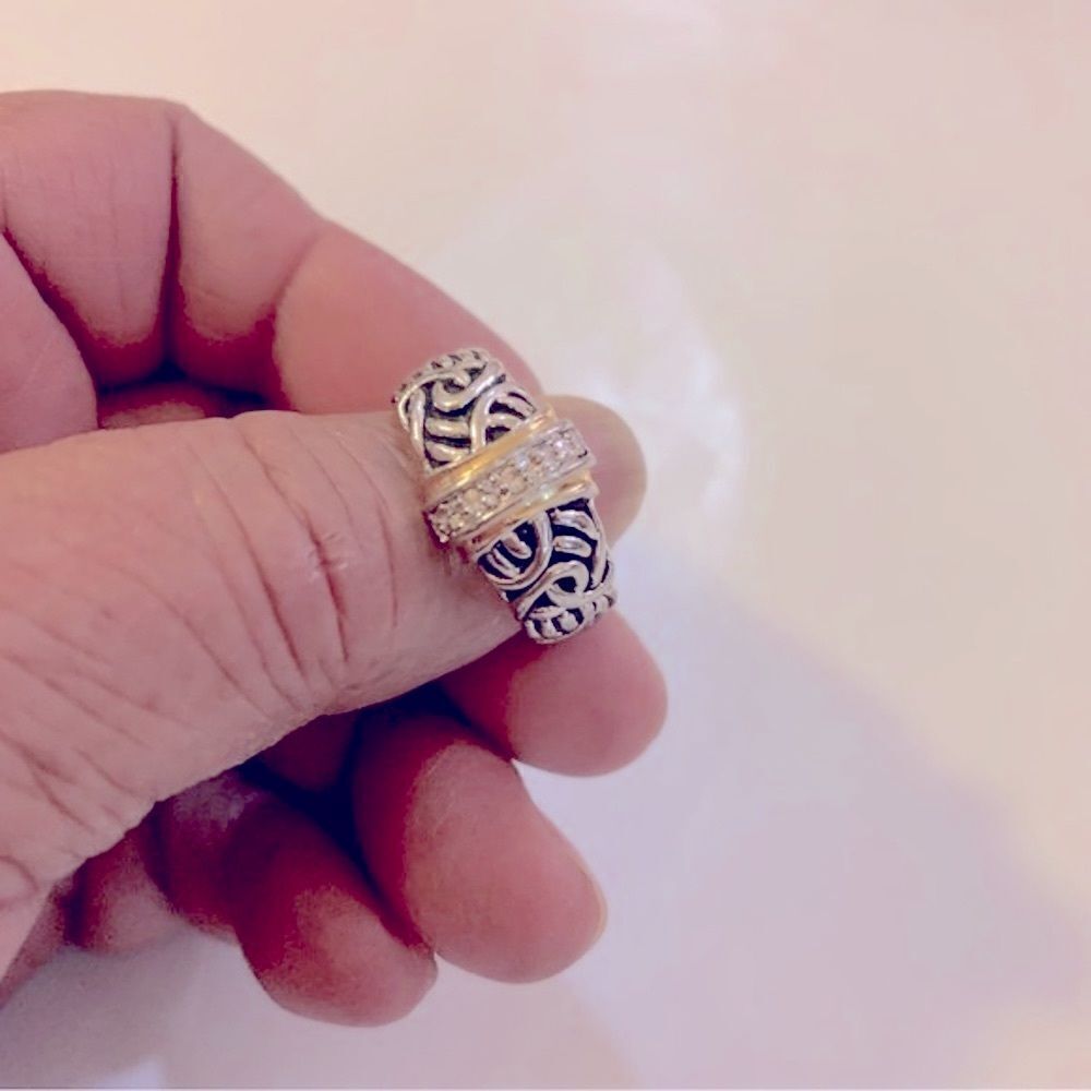 Kim Rogers Two-Tone & Rhinestones Ring 7.5 Gorgeous